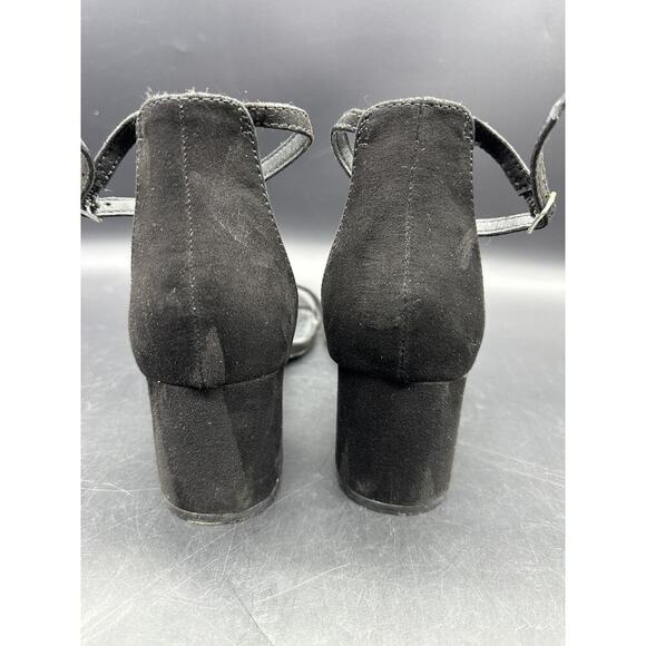 Y2K Candies Black Strappy High Heel Shoes w/ Ankle Strap Size 8.5 Faux Suede - Picture 4 of 8